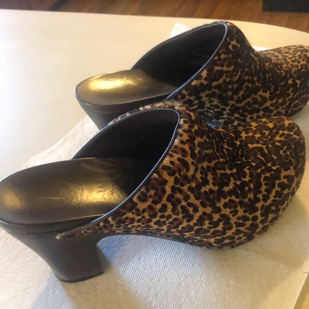 Dansco Leopard mules.  3 1/2 inch heel.  Great condition.  Size 39 or 8 1/2.